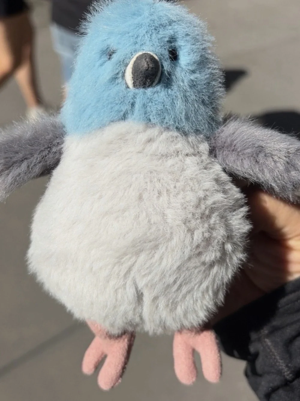 Jellycat Blue, White & Gray Plush Pigeon Bag Charm with Pink Feet